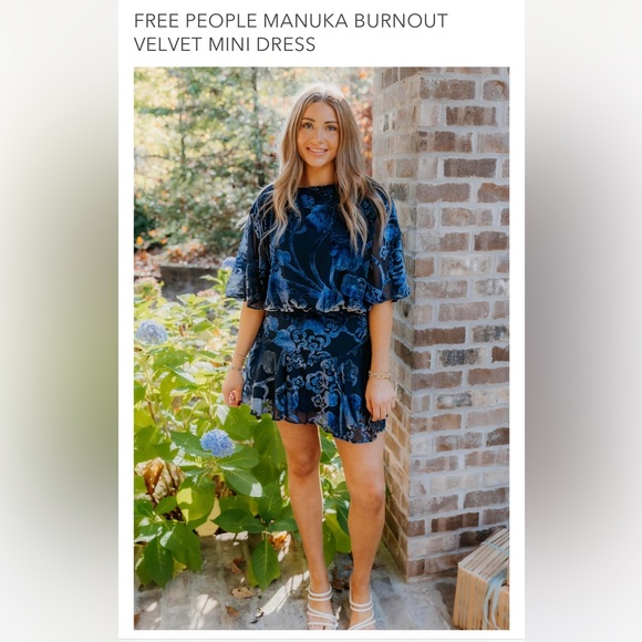New without tag FREE PEOPLE MANUKA BURNOUT VELVET MINI DRESS. XS. $168 - Picture 11 of 17